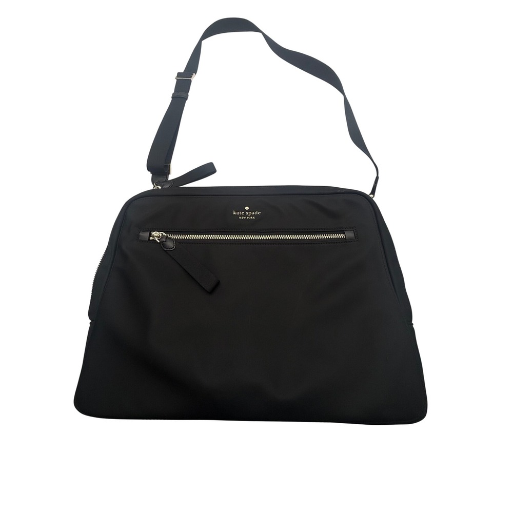 Kate Spade Black Nylon Crossbody Shoulder Bag Gold Hardware Large Zip